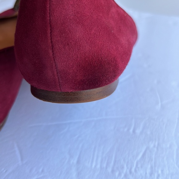 Madewell Bow Skimmer Burgundy Suede Pointy Toe Flats Size 9 - Picture 6 of 9